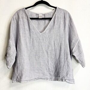 Elemente Clemente 100% European Linen Top Boxy Oversized Women Medium Minimalist